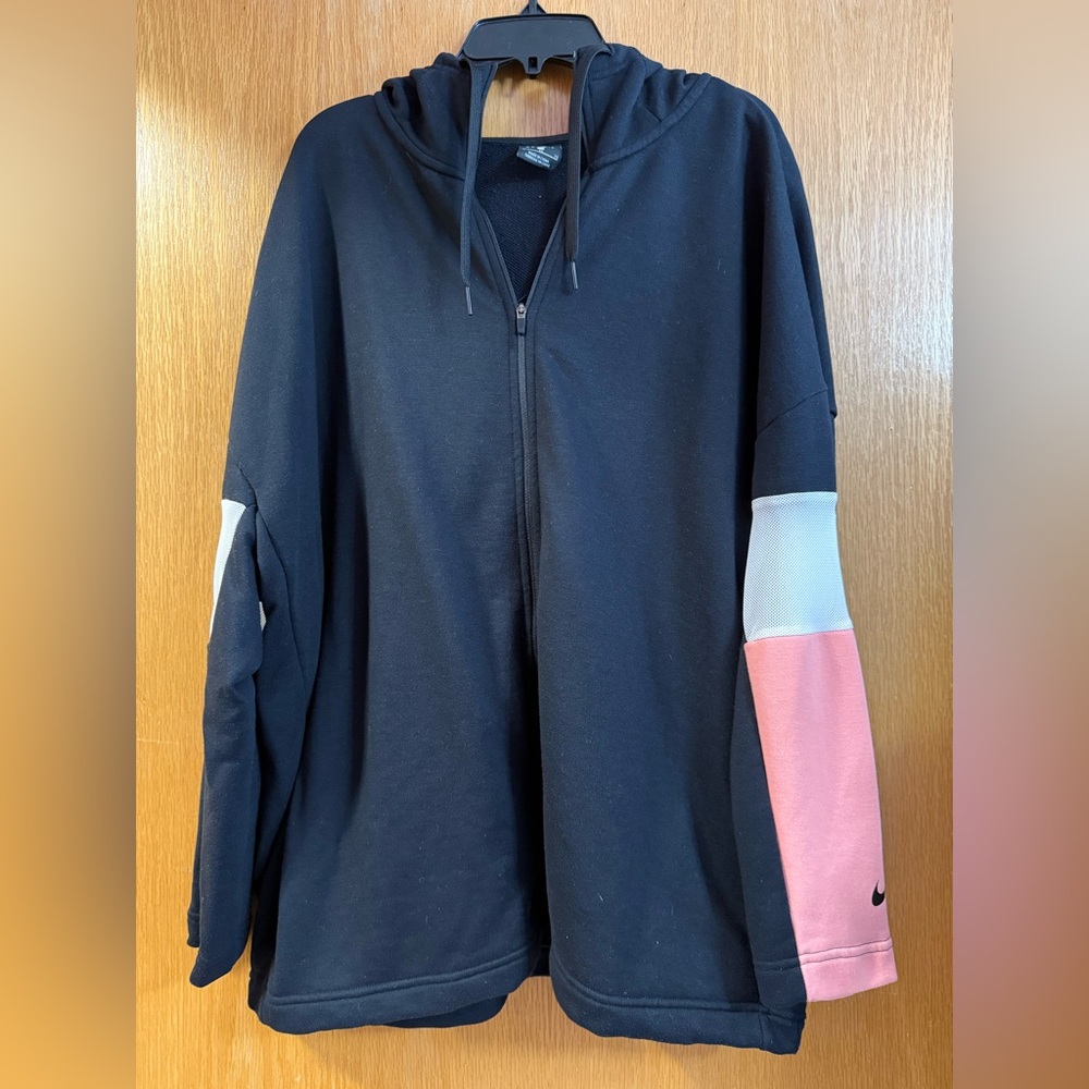 Nike Black and Pink Hoodie